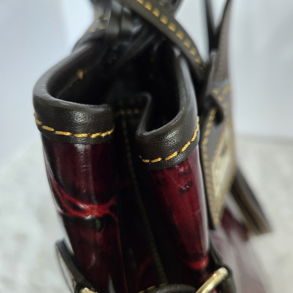 Dooney & Bourke Burgundy Croc Embossed Leather Double Strap Tassel Bag - Picture 11 of 12